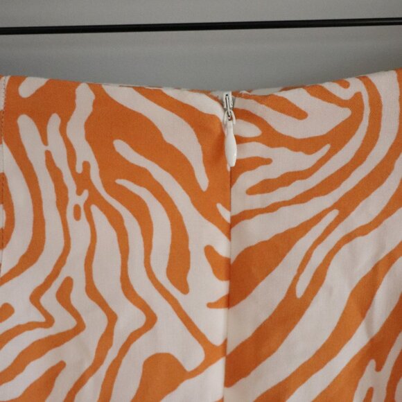 Primark Maxi Pull On Side Slit Orange Zebra Sz 2 Lightweight Semi Sheer Skirt - Picture 6 of 12